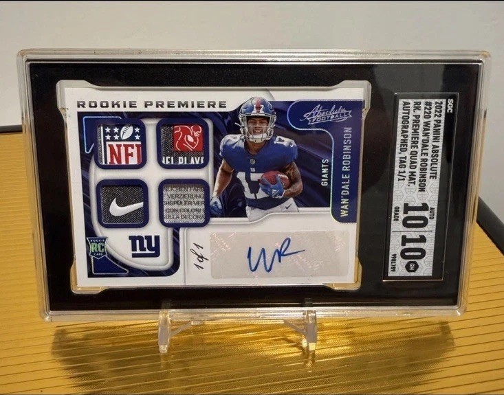 2022 Panini Absolute – Wan’dale Robinson Quad Patch NFL Shield 1/1 SGC 10!