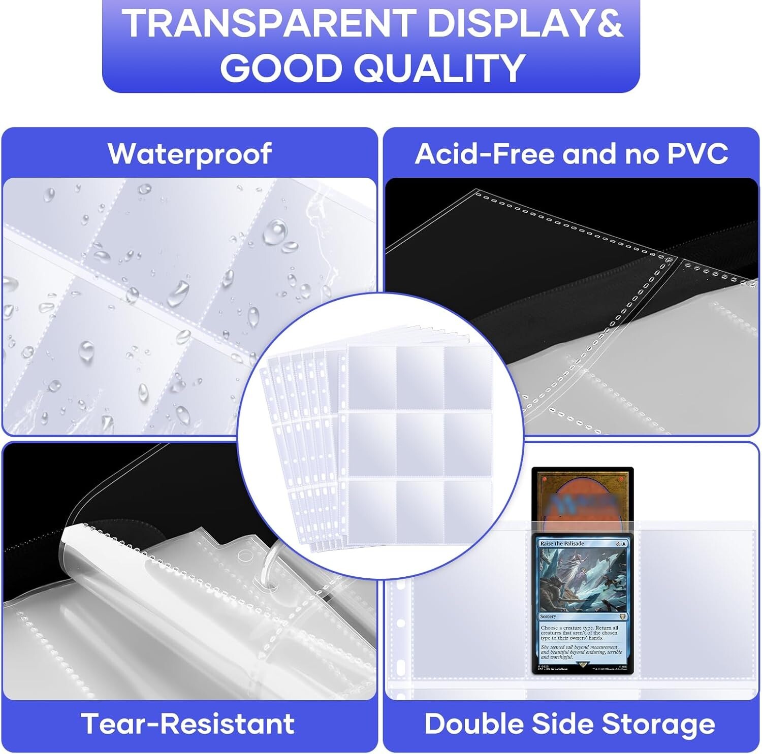 120PCS Toploader Sleeves Pages, 9 Pockets TopLoader Binder Pages Holds 3.5″x2.5″