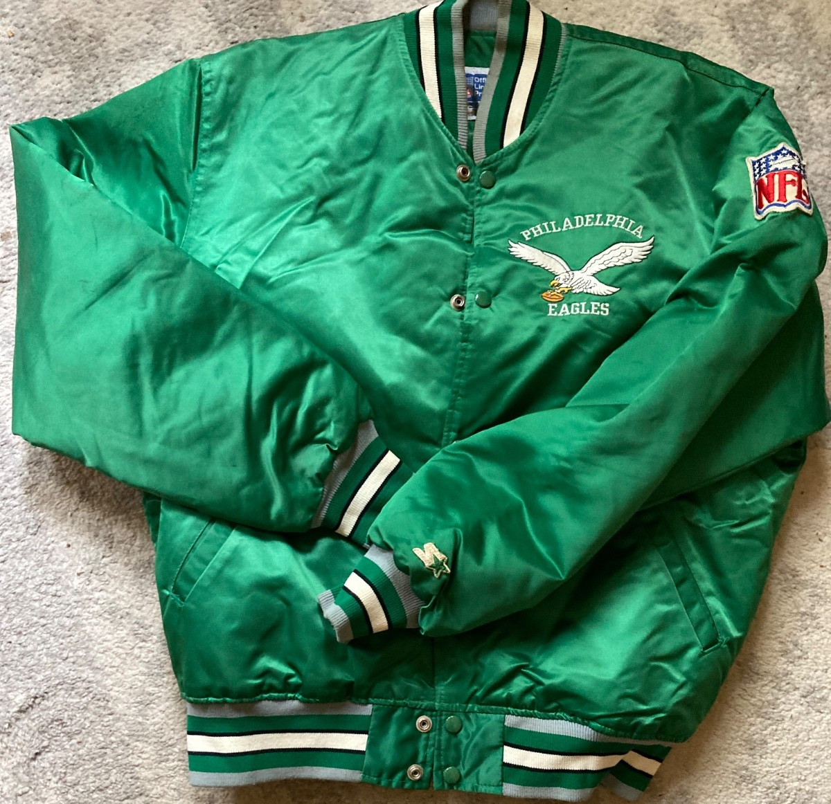 AUTHENTIC TEAM-ISSUED Starter Satin Football Jacket – PHILADELPHIA EAGLES (L)