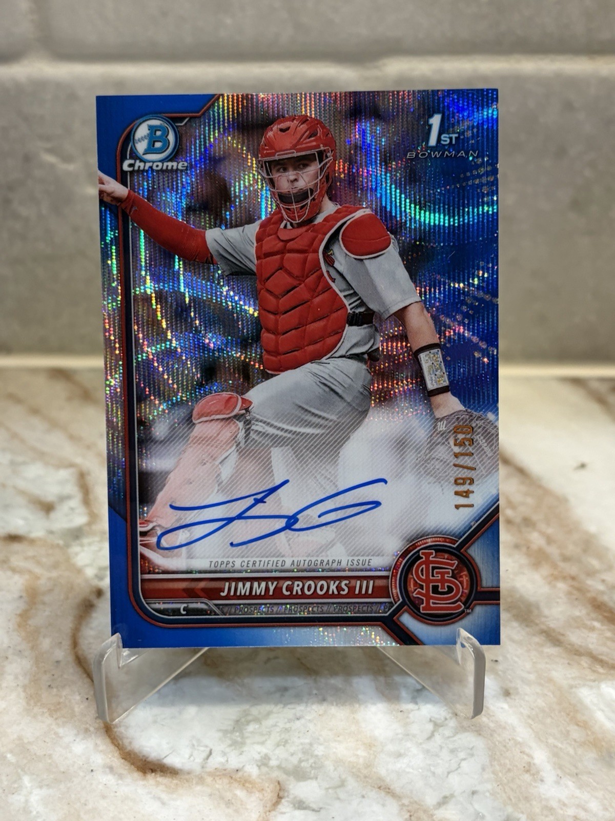 2022 1st Bowman Draft- Jimmy Crooks /150 Blue Wave Refractor AUTO St. Louis