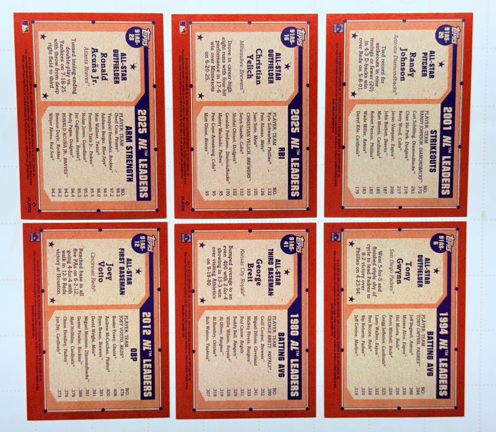 2026 Topps Series 2 – 1991 Topps All-Stars Crackle Foil 6 Card Lot