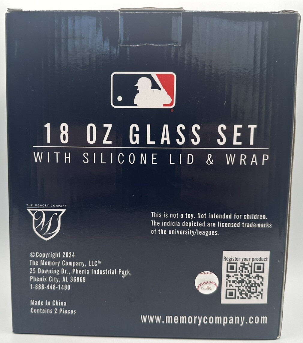 Atlanta Braves 18 Oz Glass Set With Silicone Lid & Wrap The Memory Company 2024