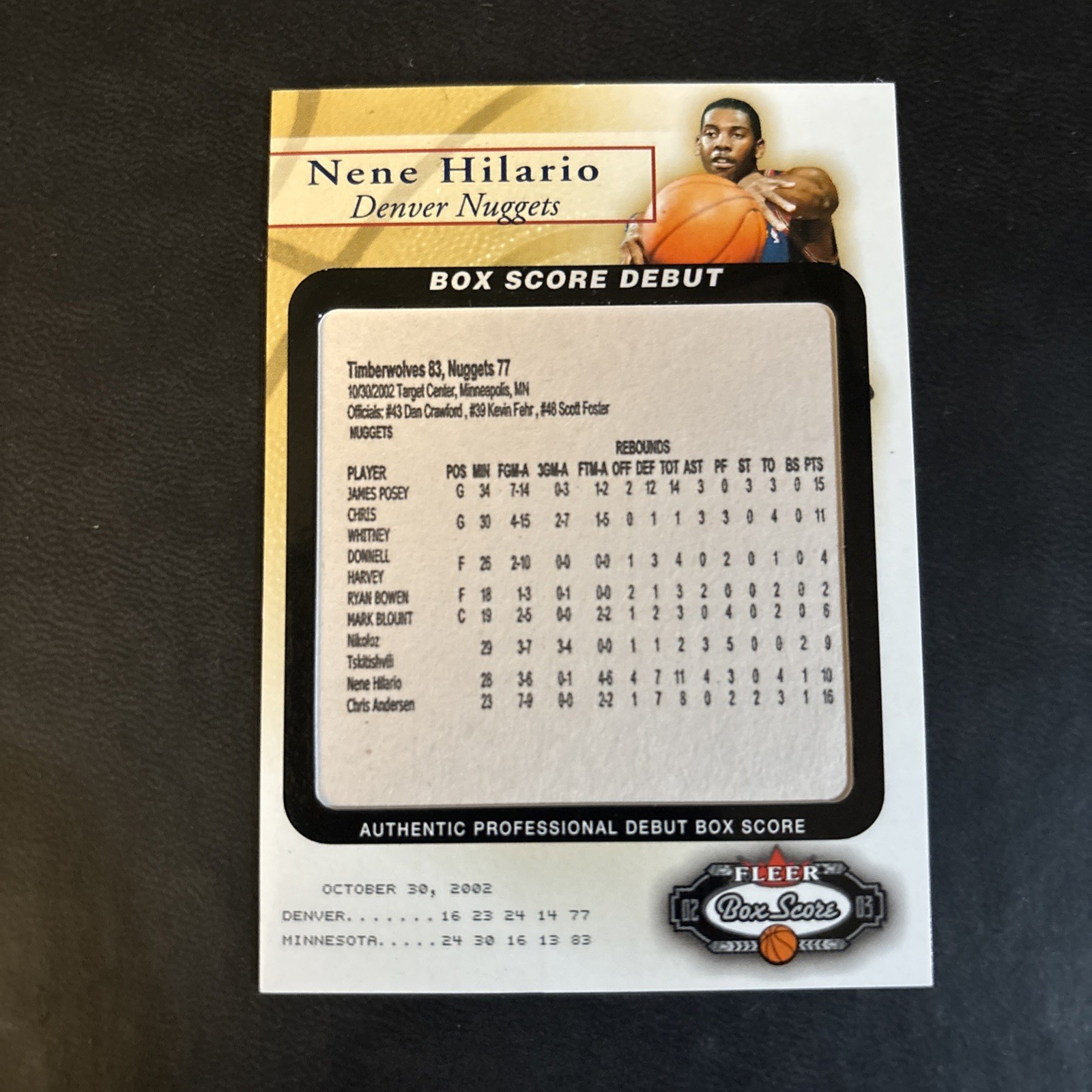 2002-03 Fleer Box Score – Box Score Debut Nene #14 BSD /2002 (RC)
