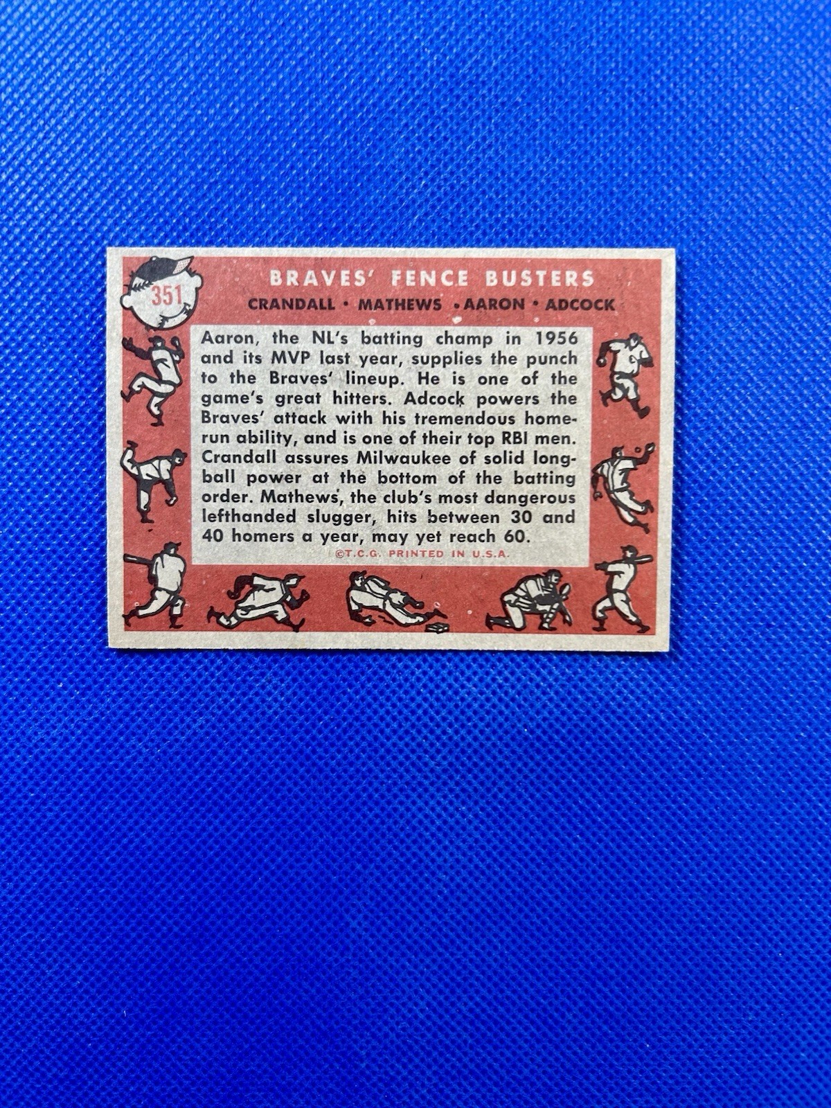 1958 Topps #351 Braves’ Fence Busters Milwaukee Braves mid-level EX-MT B58#351A1