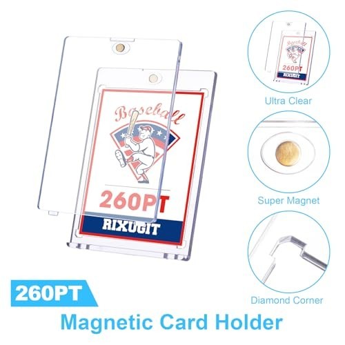 10-Pack Magnetic Card Holders – 260pt UV Protection Hard Plastic Cases for Tradi