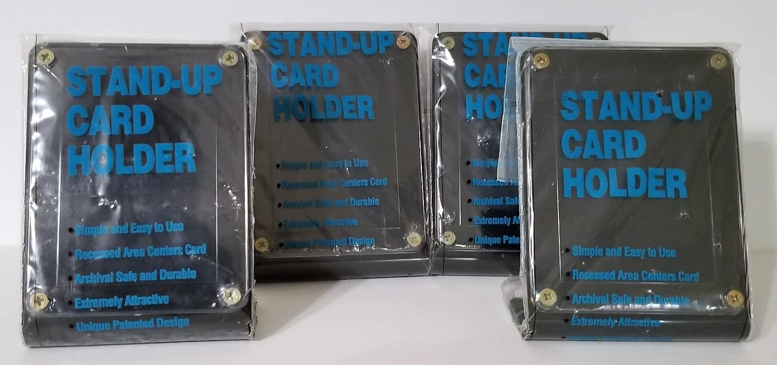 Stand-Up High Quality Trading Card Holder Lot of 4 Black Screw Down Archival