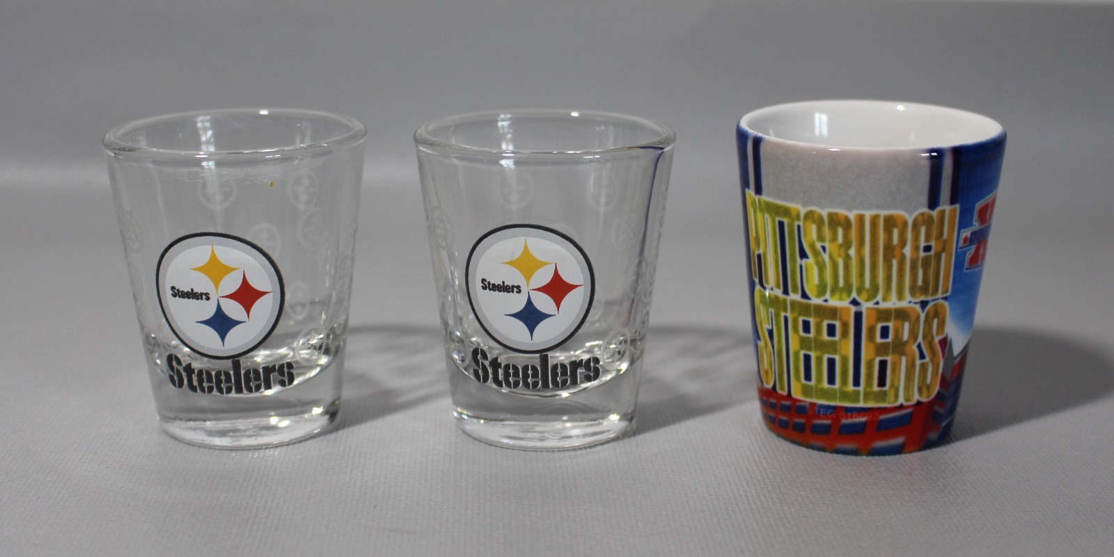 NFL Pittsburg Steelers 2 oz. Shot Glasses With Team Logo – Lot of 3