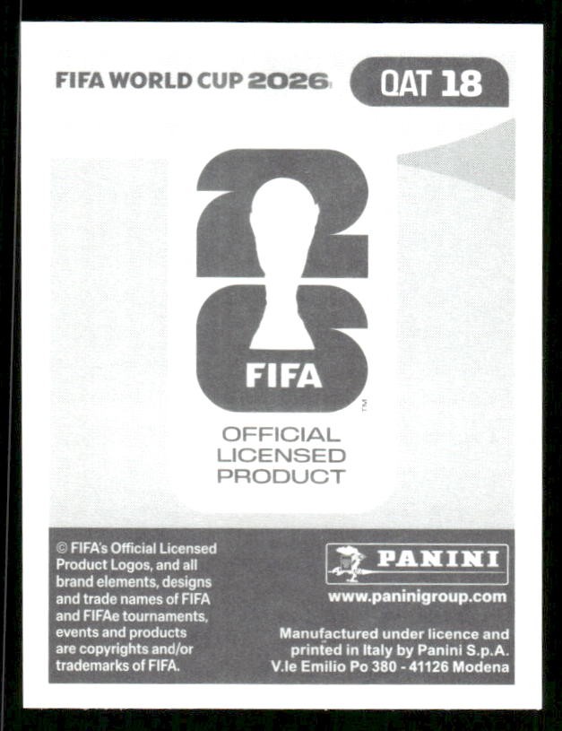 2026 Panini FIFA World Cup Stickers #QAT18 Akram Hassan Afif