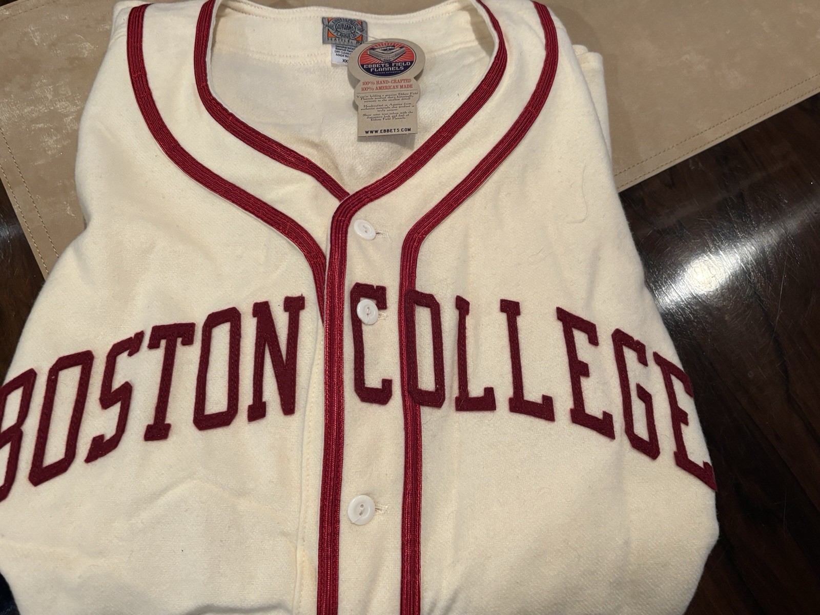 Ebbets Field Flannels vintage-style Boson College baseball jersey NWT rare!
