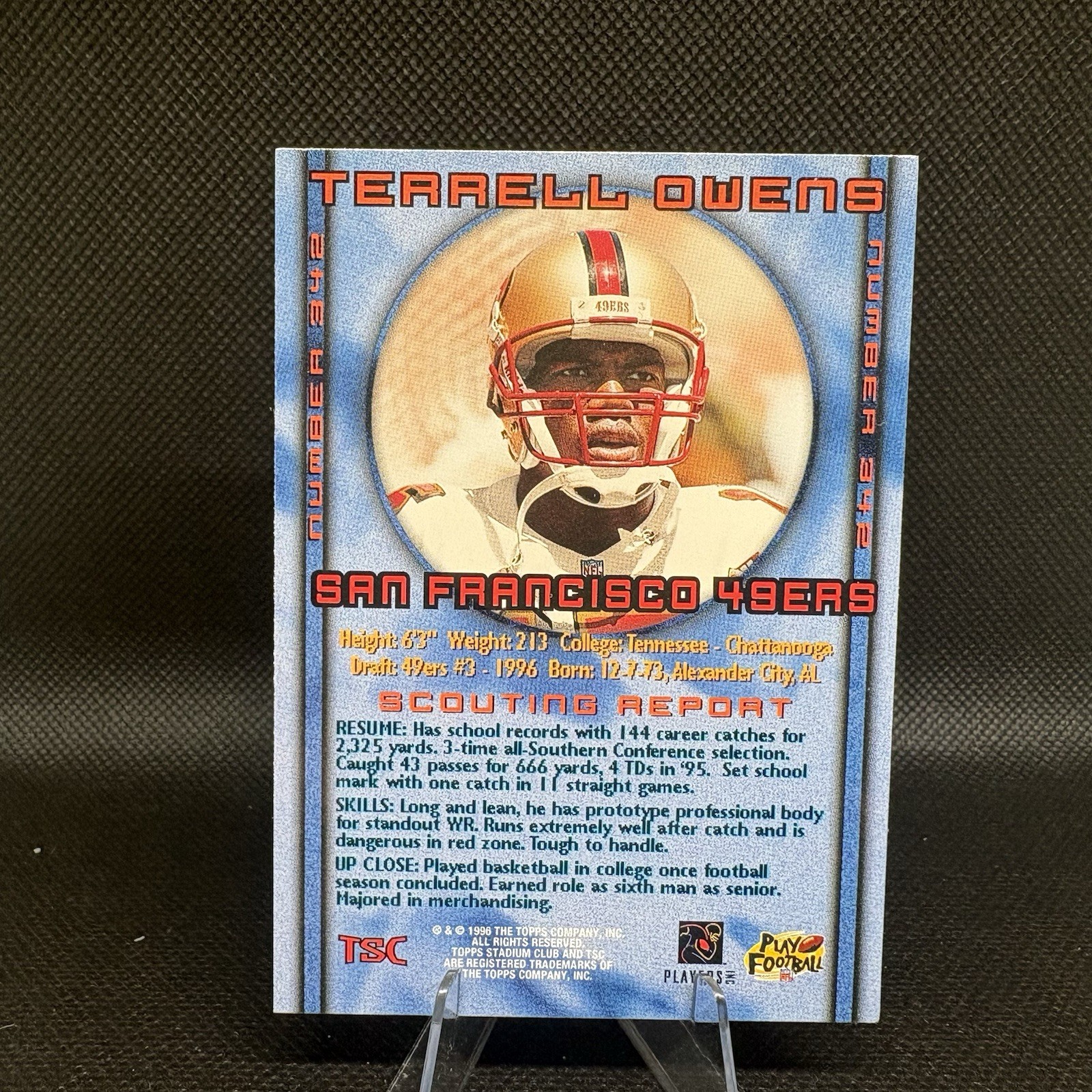 1996 Topps Stadium Club Terrell Owens RC Rookie #342 San Francisco 49ers