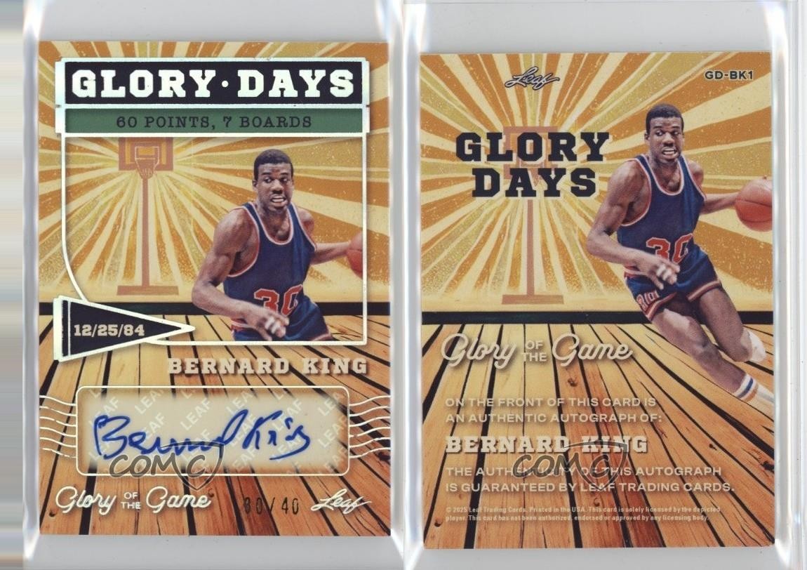 2025 Leaf Glory of the Game Days Holo Silver 30/40 Bernard King Auto HOF 9et