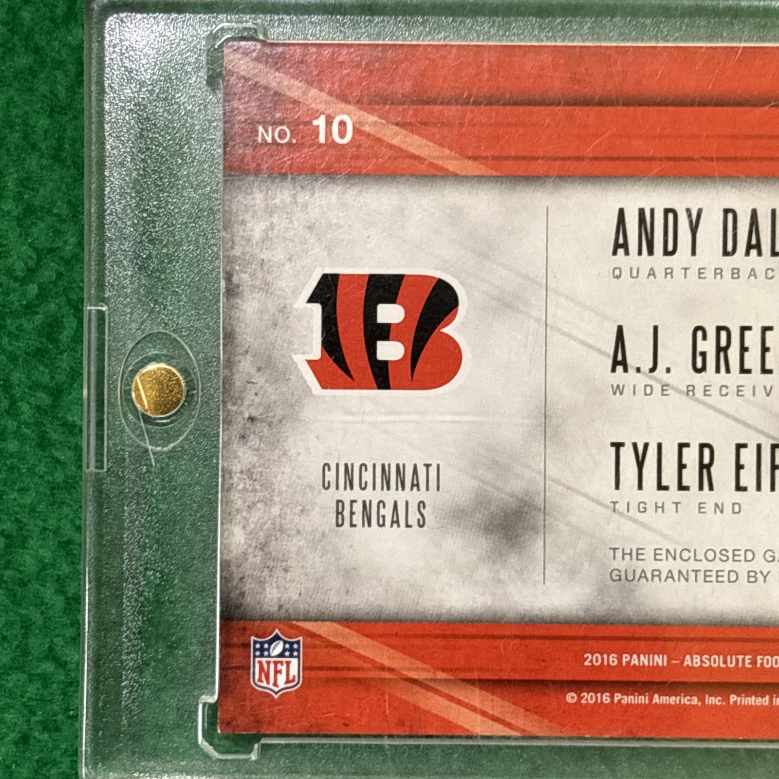 2016 Panini Absolute – Bengals Team Trios- A.J. Green – Dalton – Eifert – /99