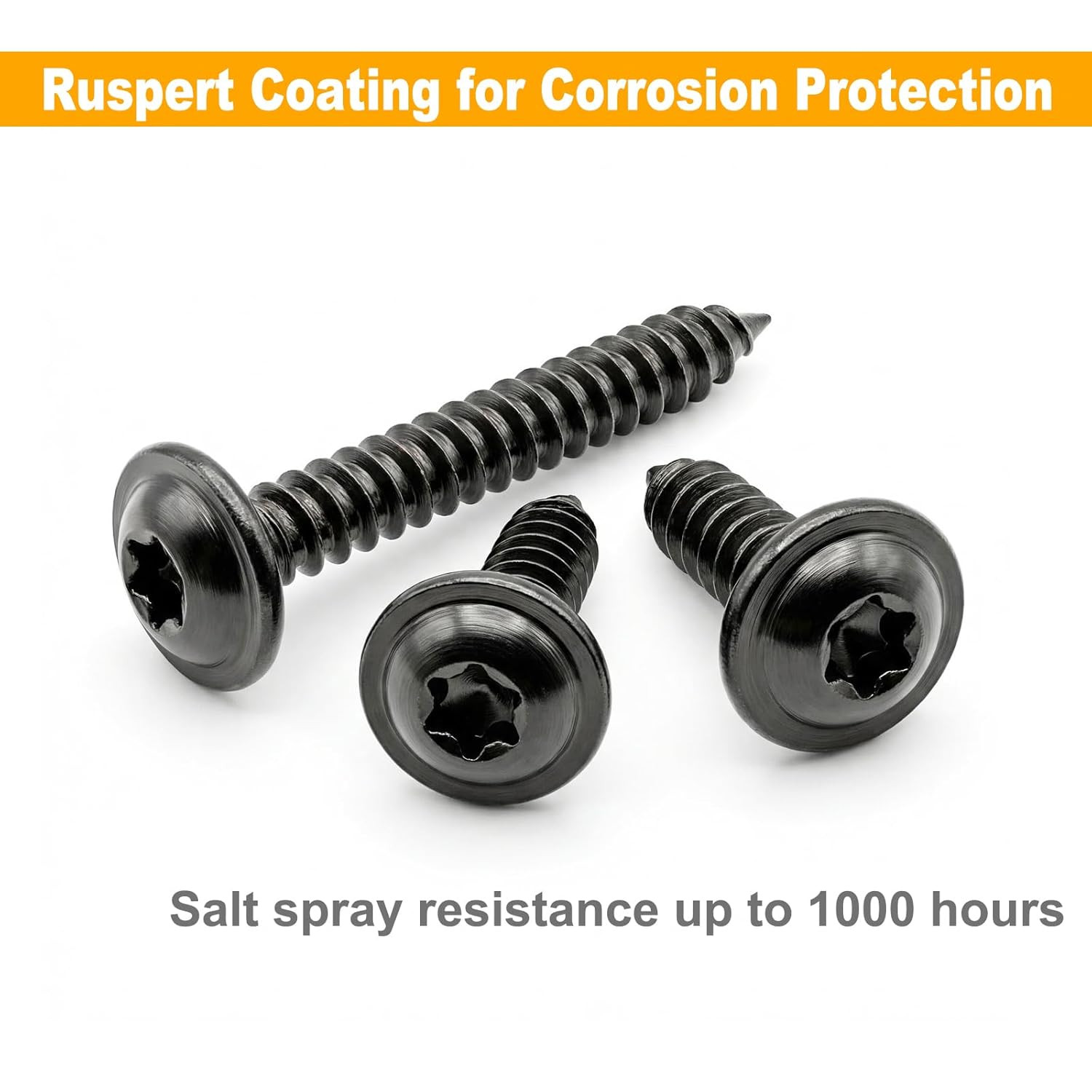 (30 Pcs) #8×1-1/2″ T20 Torx Head Wood Screws Self Tapping Black Truss Screws Rus