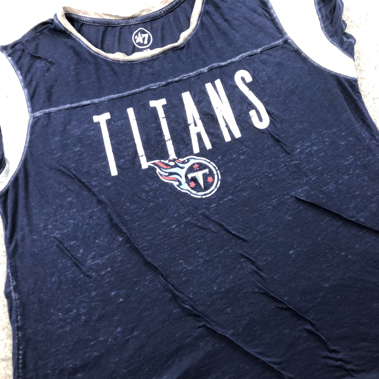 Tennessee Titans Shirt Womens Medium Blue Thin Short Sleeve Spell Out Football *