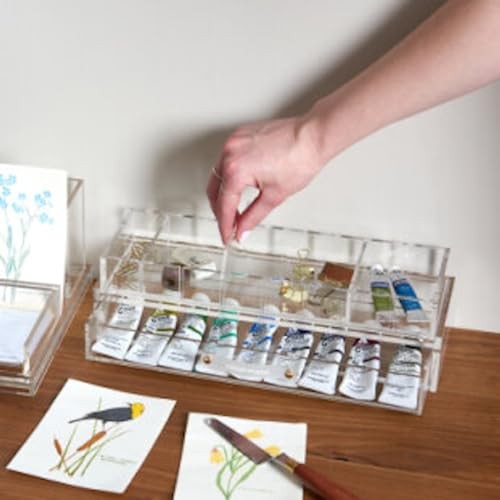 russell+hazel Acrylic 12” x 4” x 1.5,” 3 Moveable Dividers, 1 Compartment Bloc