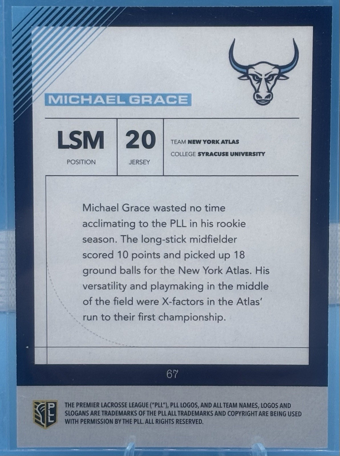 2026 PLL Collectibles – Fieldside II – Michael Grace (RC) Black & White Auto /50