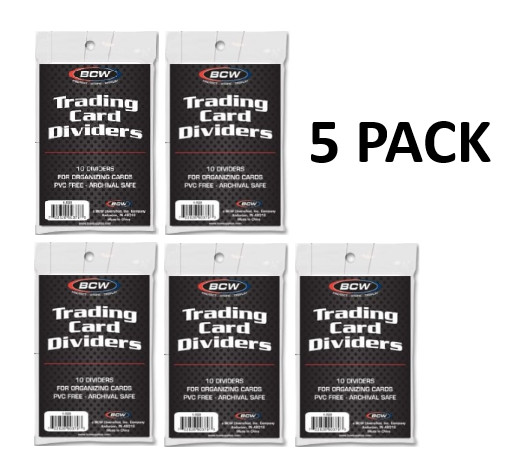 BCW (Brand New) 5 Pack (50) Count – Trading Card Dividers – Standard Size