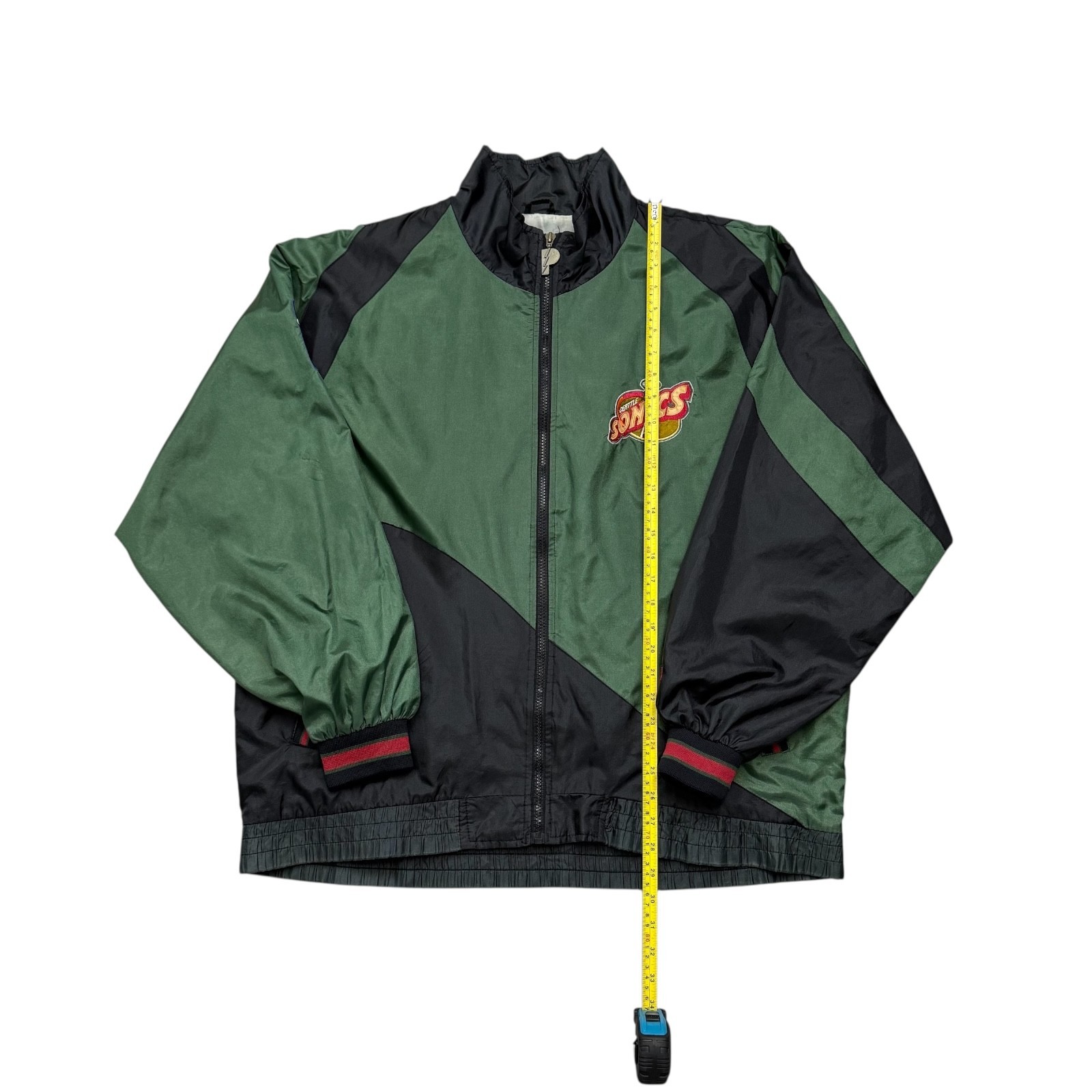 VTG 90s NBA SEATTLE SUPERSONICS PRO PLAYER WINDBREAKER JACKET SIZE L