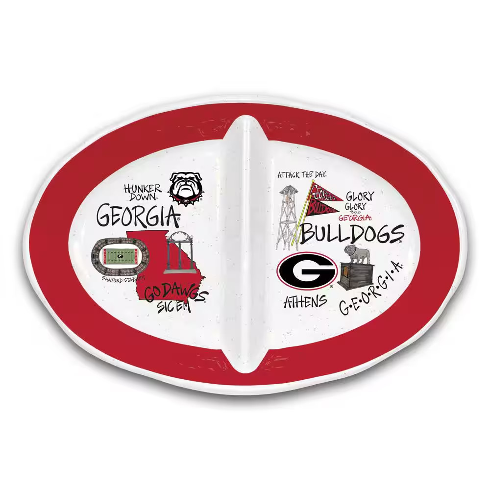 University of Georgia UGA 16.5 In. Assorted Colors 2 Section Melamine Serving Pl
