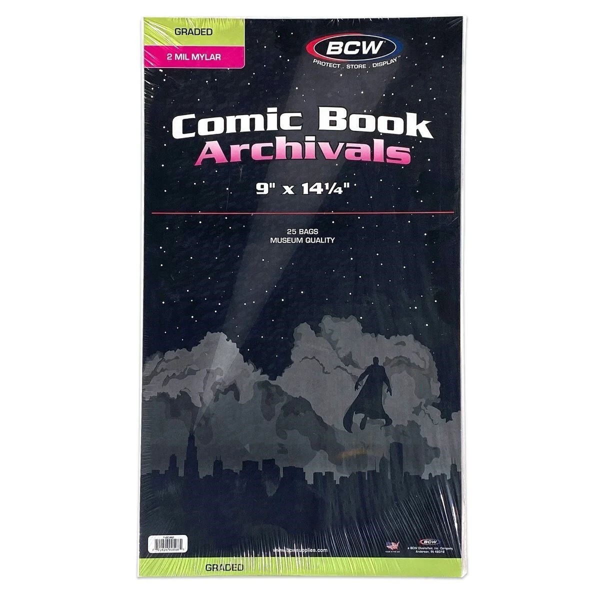 50 BCW Graded Comic Book Bags Mylar 2 Mil For CGC Graded 9 x 14.25 w Flap New