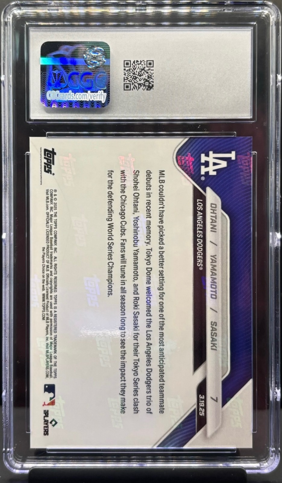 2025 Topps Now Shohei Ohtani Yoshinobu Yamamoto Roki Sasaki PR: 99226 #7 CGC 8