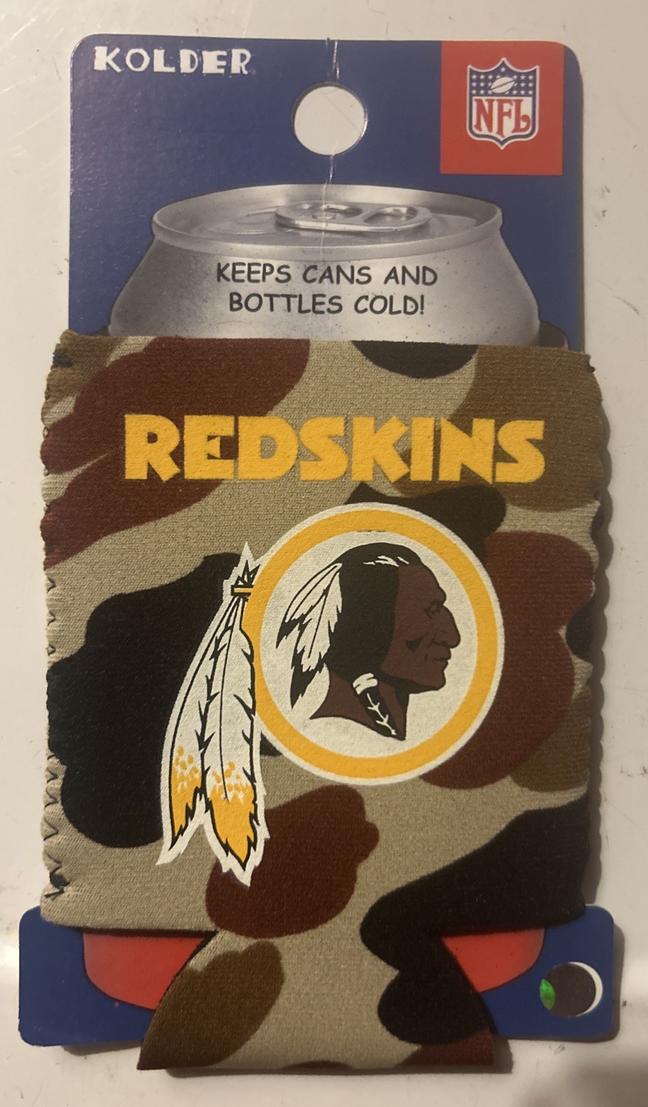 Washington Redskins Can Koozie Holder Collapsible Camouflaged Free Ship NEW