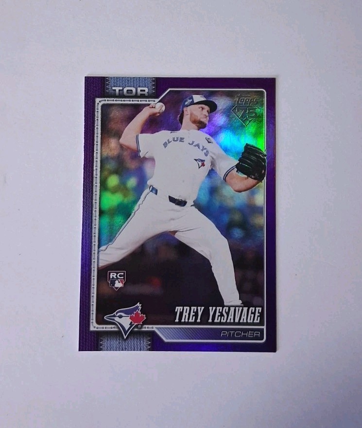 2026 Topps series 2 #620 Trey Yesavage purple rainbow foil /250 (RC)
