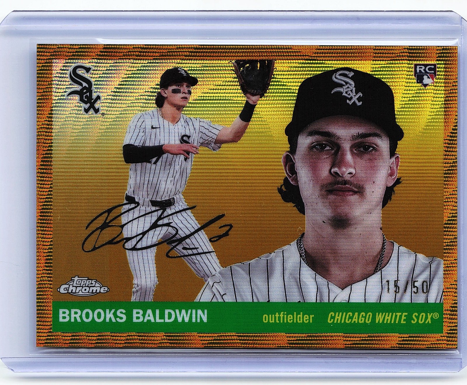 2025 Topps Chrome Platinum #252 Brooks Baldwin Gold Wave Ref #/50 White Sox