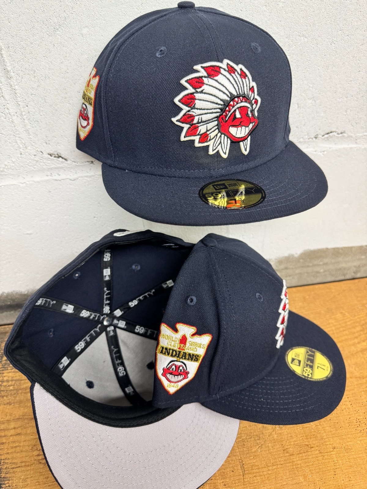 Cleveland Indians Wahoo Feather Headdress New Era Blue Fitted 59Fifty Authentic