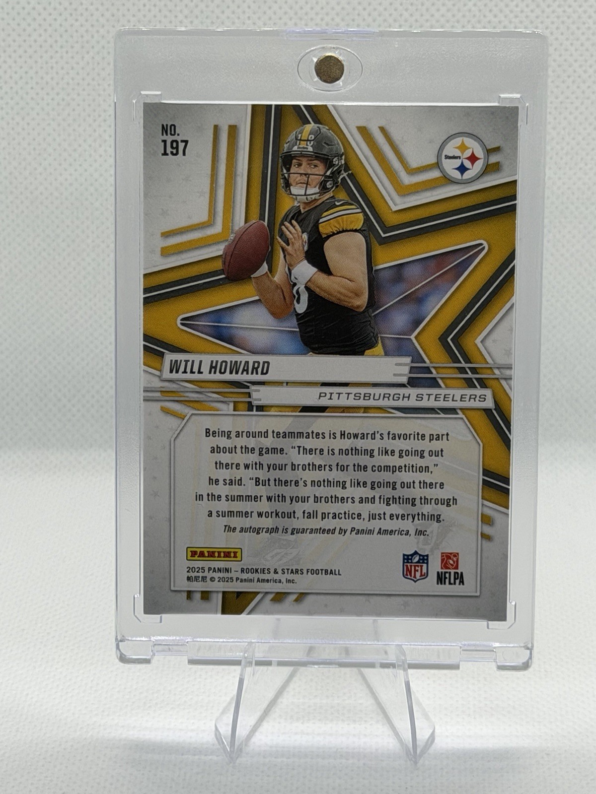 Panini 2025 Rookies & Stars Will Howard Gold RC Auto #197 1/10