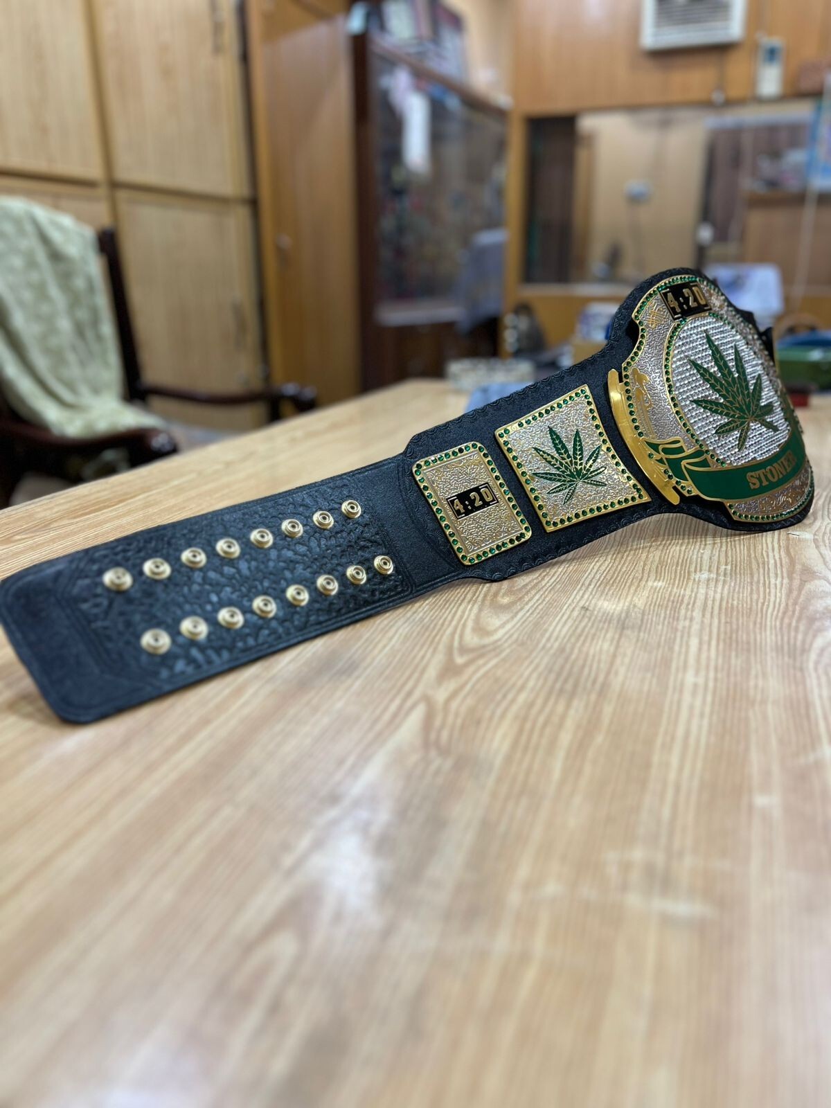 New Stoner 4:20 Wrestling Championship Belt 2mm Brass 420 Smoker Belt Adult Size