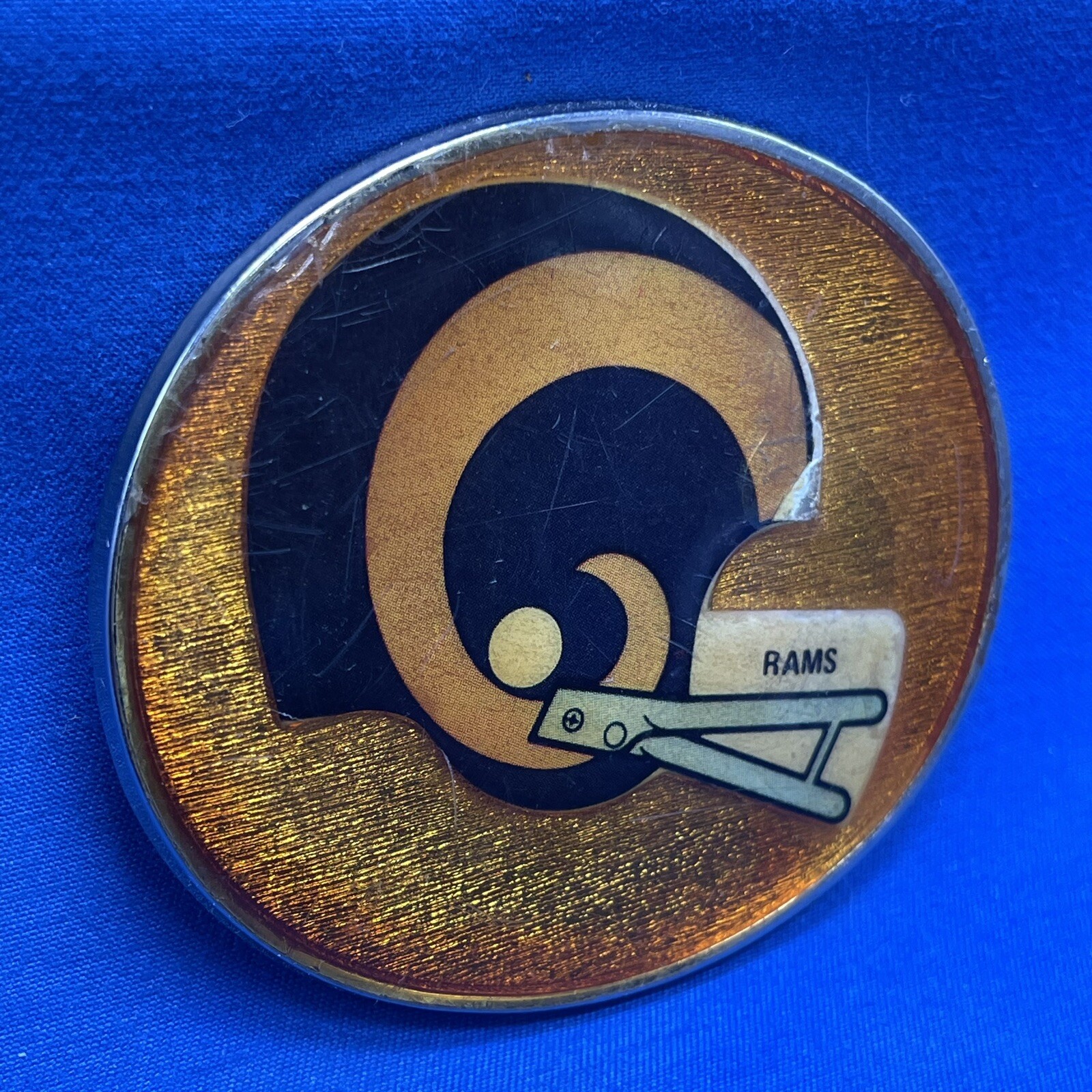Vintage LA Rams Belt Buckle Enamel NFL Officially Licensed USA 2.5in. Vtg