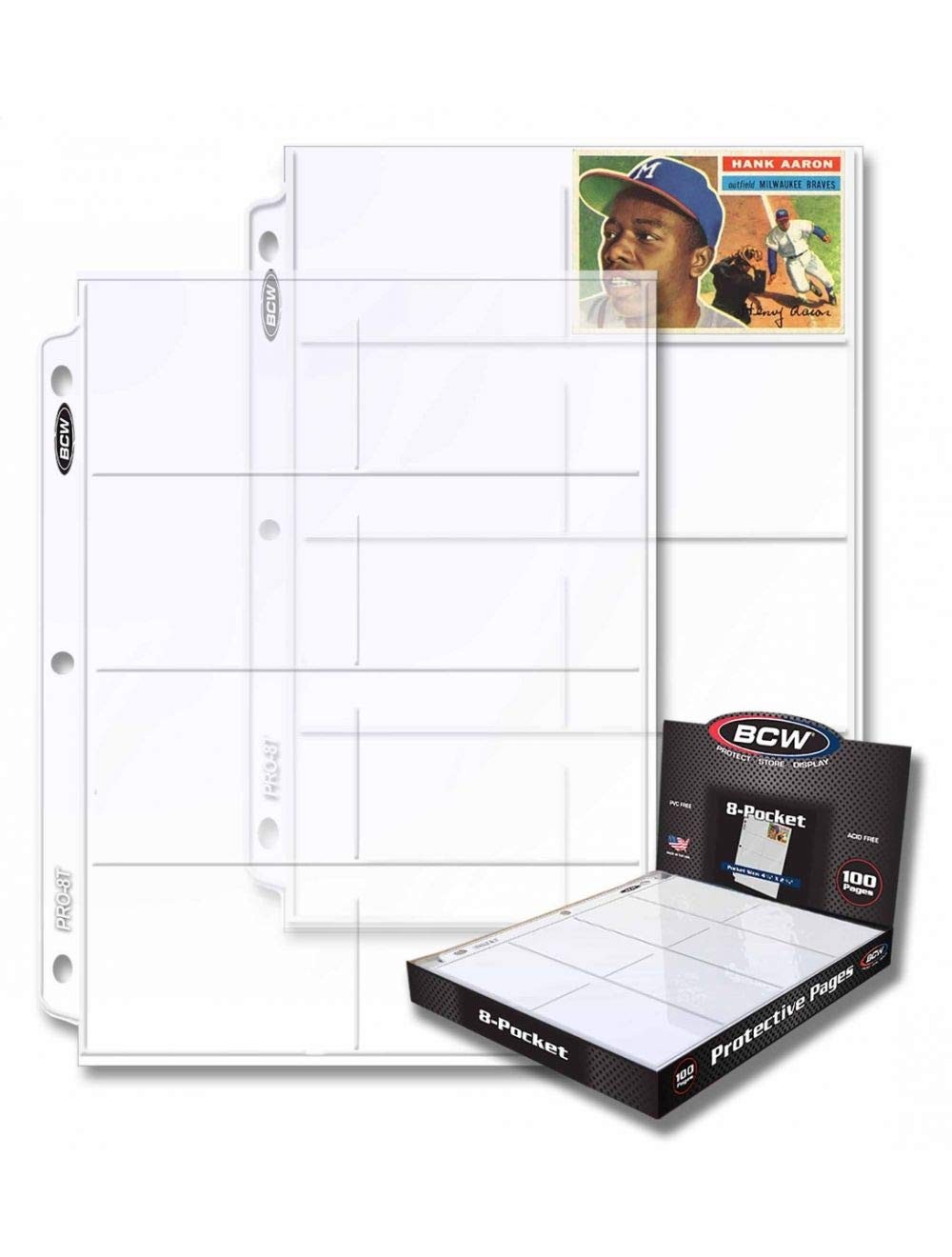 3 packs of 100 (300) BCW 4 ⅛” x 2 ¾” Card 8-Pocket Pro Binder Pages