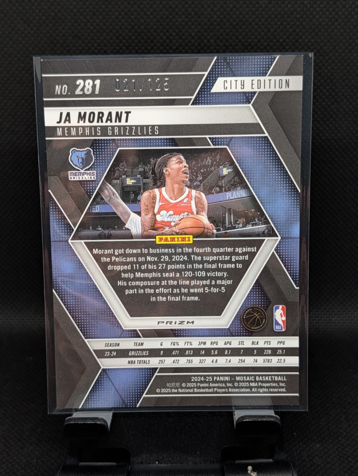 2024-25 Panini Mosaic – City Edition Ja Morant #281 Ice Mosaic Prizm 021/125