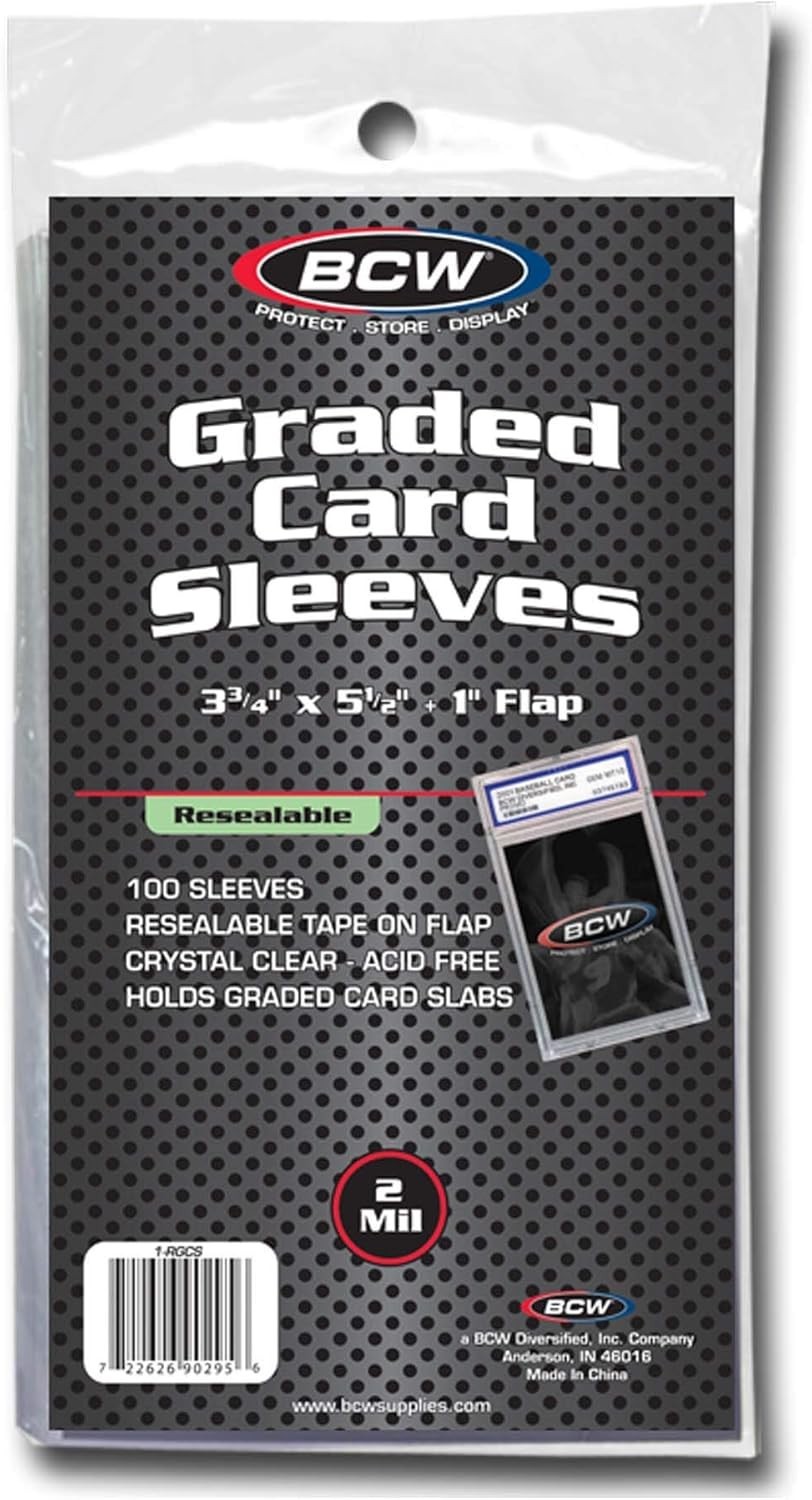Resealable Graded Card Sleeves | 100 Pack | Universal Fit for PSA, Beckett, S…
