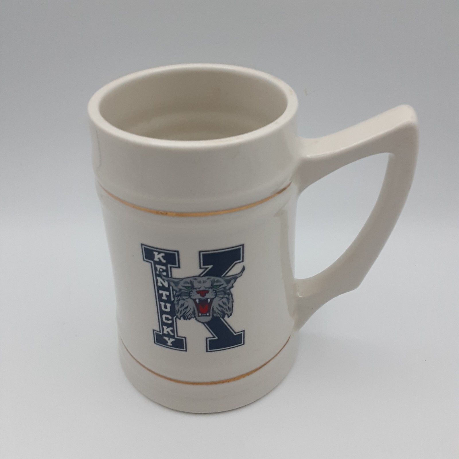 Vintage Kentucky Wildcats Ceramic Beer Stein Mug “K” Logo Gold Trim D Handle
