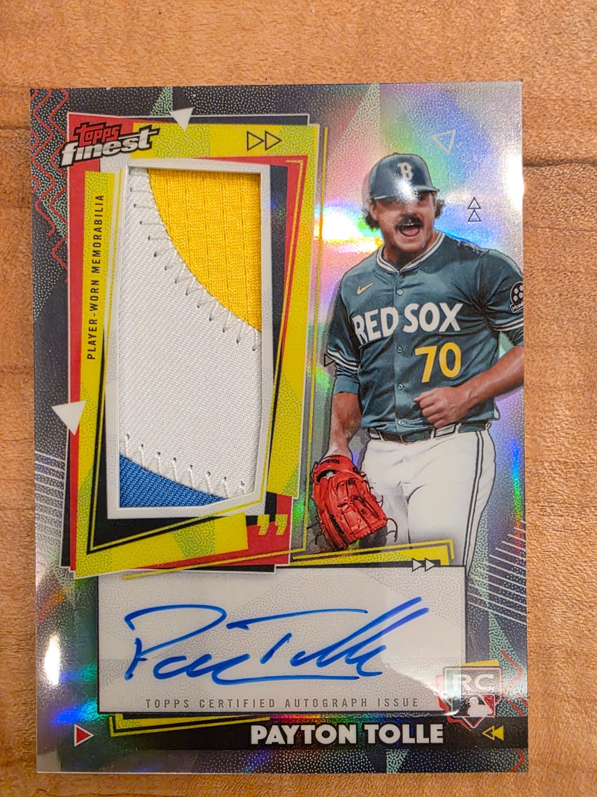 2026 Topps Finest Payton Tolle Rookie 3 Color Worn Patch Auto