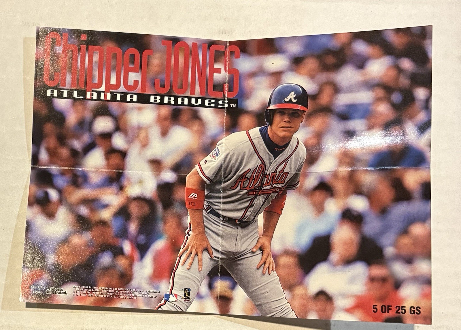 VINTAGE 5-Inch x 7-Inch 1998 Fleer Sports Illustrated Chipper Jones Mini Poster