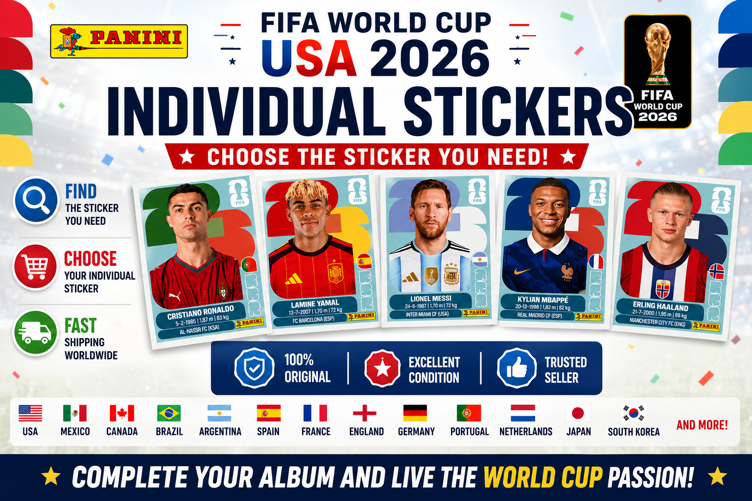2026 Panini FIFA World Cup Stickers US Edition #ARG-#PAN – Pick Your Stickers