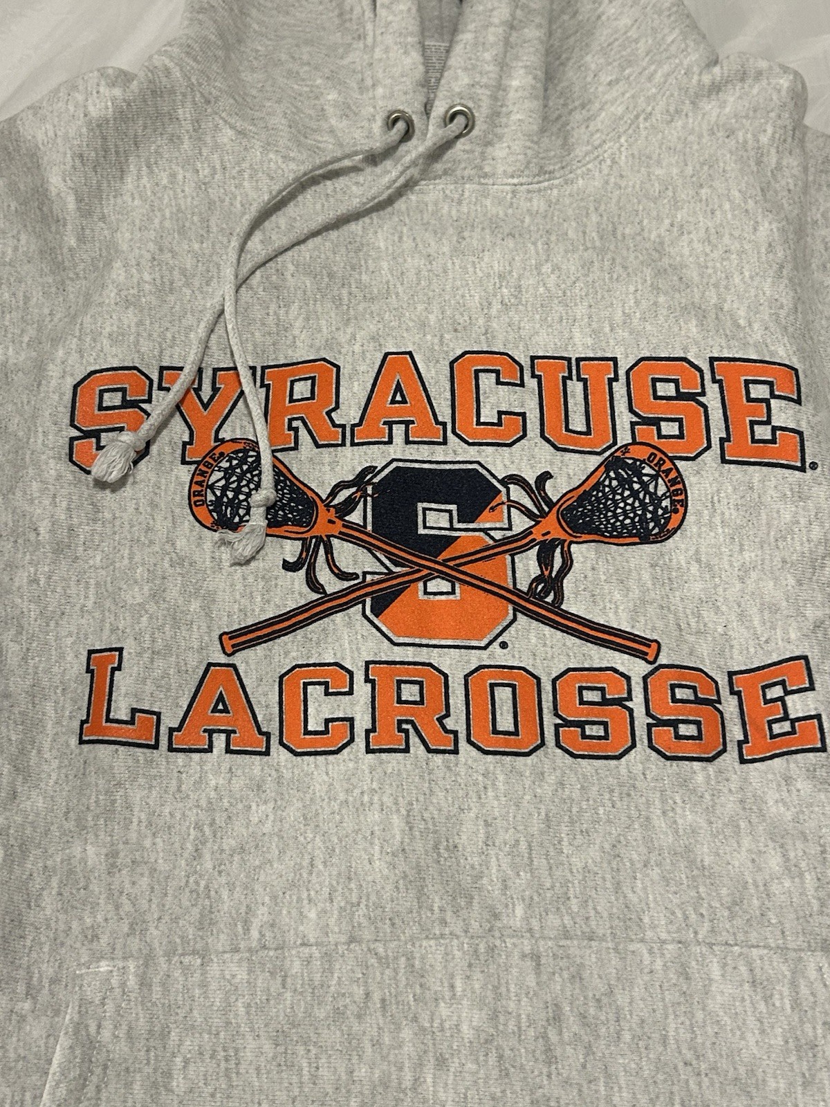 Syracuse Orange Hoodie Mens Large Gray NCAA Lacrosse Champion Reverse Weave