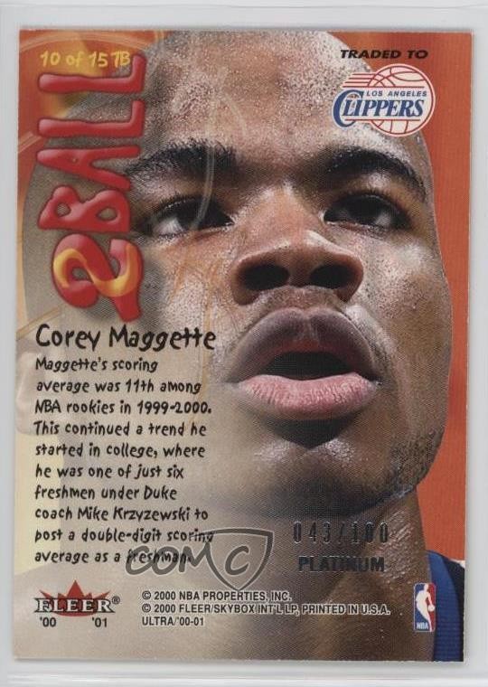 2000-01 Fleer Ultra 2 Ball Platinum 43/100 Corey Maggette #10TB 16rf