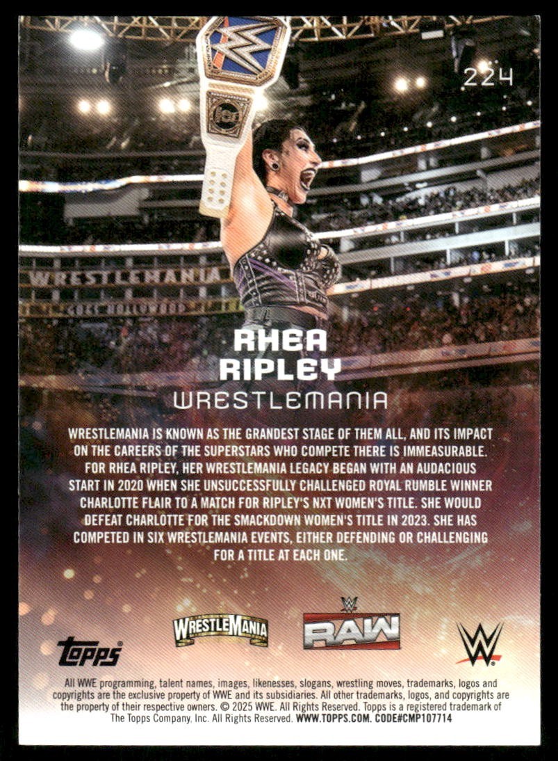 2025 Topps WWE Universe #224 Rhea Ripley wrestling card