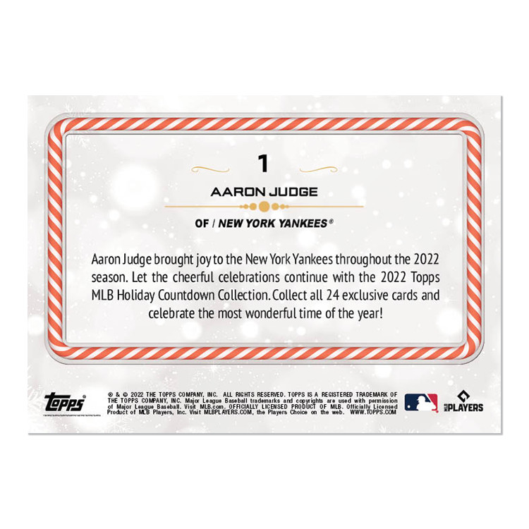 Aaron Judge 2022 Topps MLB Holiday Countdown Collection New York Yankees Card #1