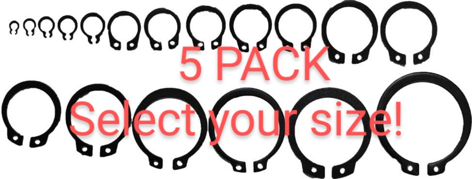 (5-Pack) SAE Snap Rings – Pick Your Size – External Retaining Rings / Circlips