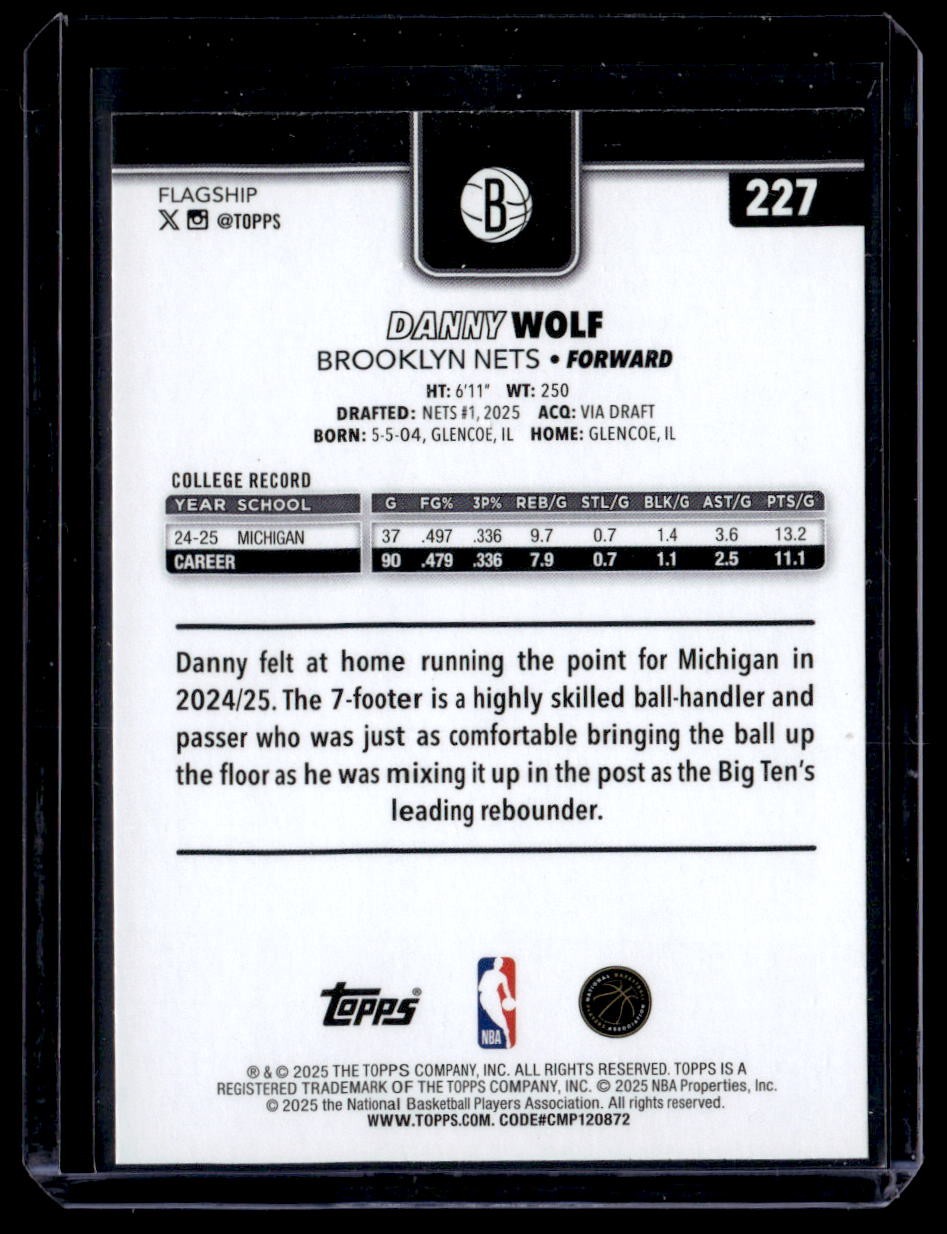 2025-26 Topps #227 Danny Wolf Gold #/2025