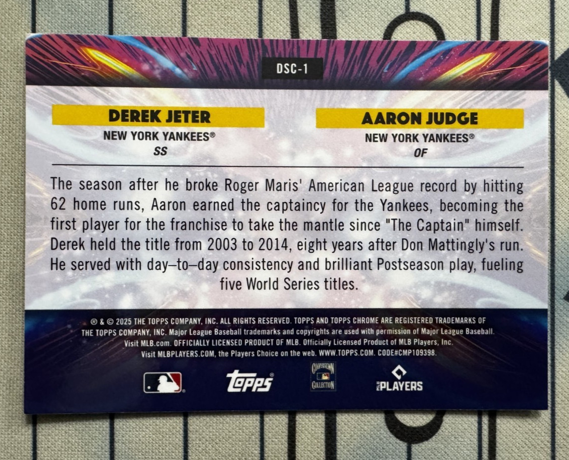 Derek Jeter / Aaron Judge 2025 Topps Chrome Cosmic DSC-1 Dual Star Clusters QTY