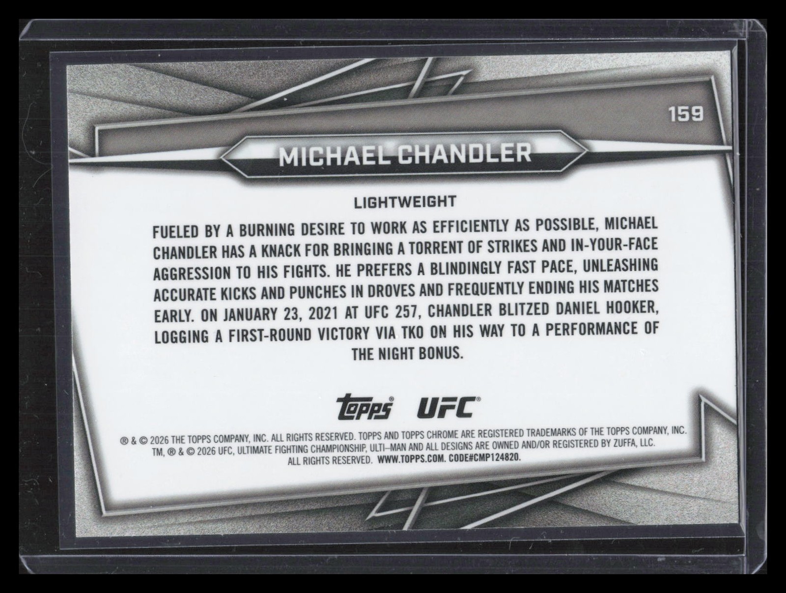 Michael Chandler 2026 Topps Chrome UFC Sapphire #159 Yellow Sapphire #/75