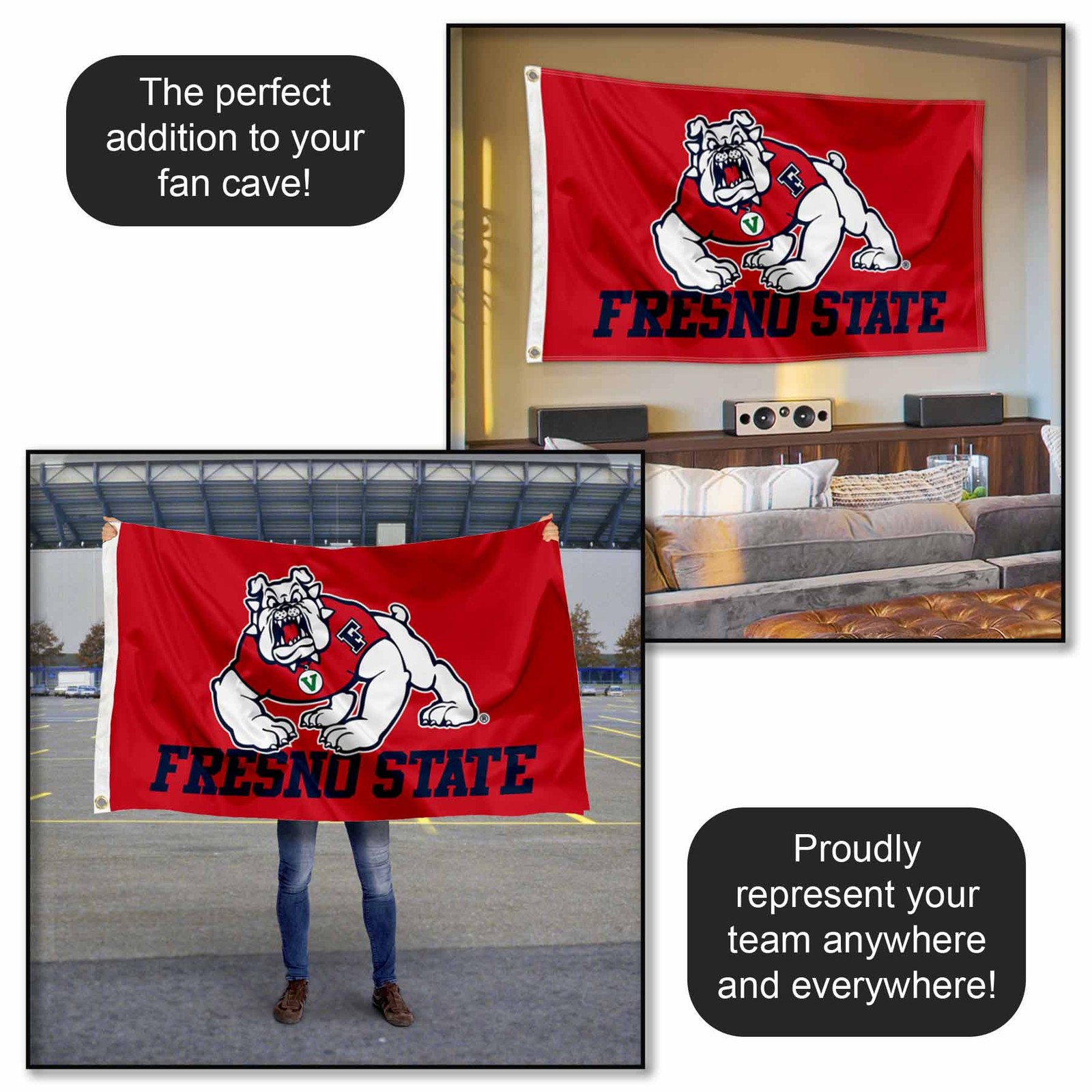 Fresno State Bulldogs Red Logo 3×5 Flag