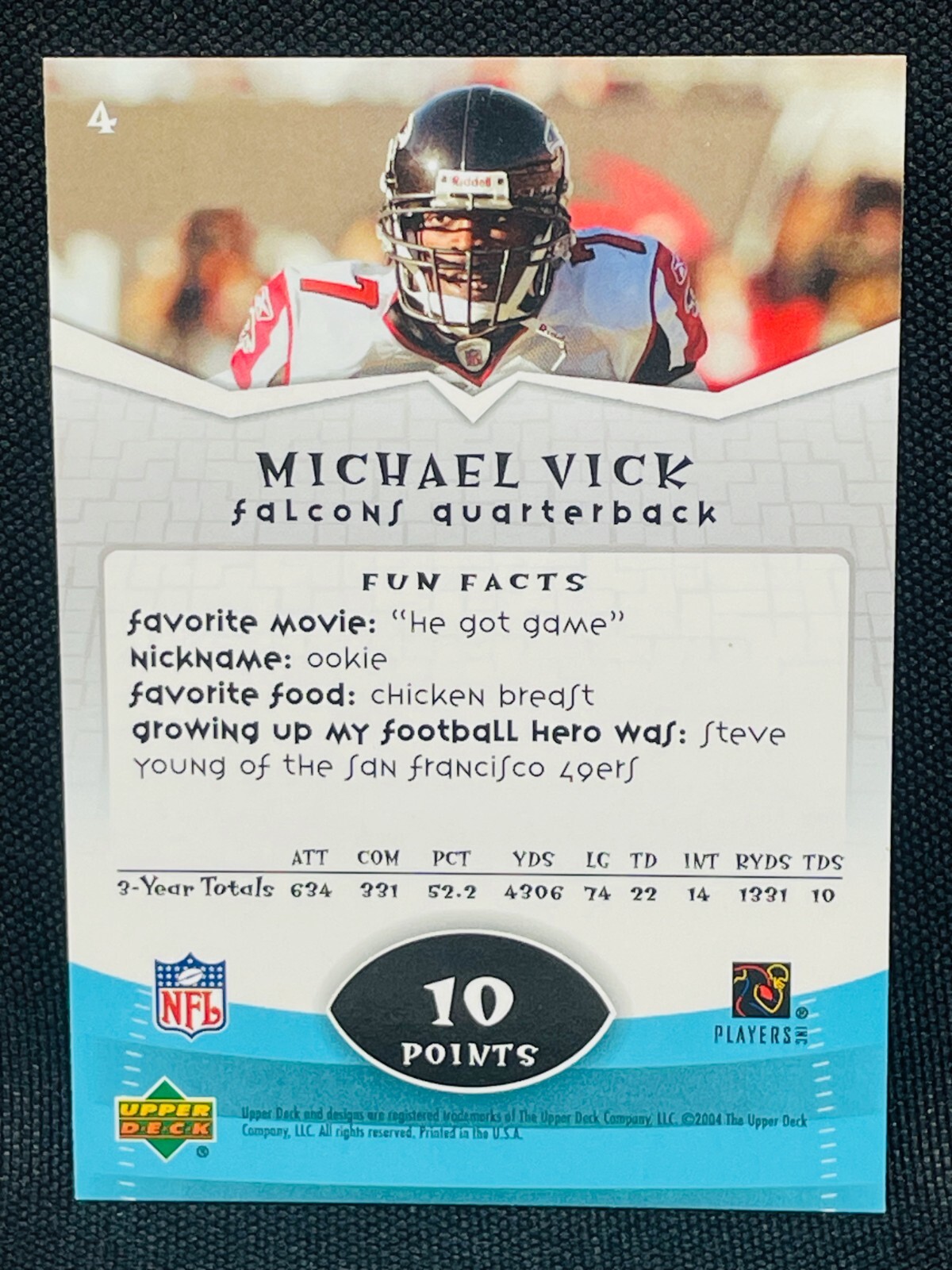 2004 Upper Deck Power Up Football – MICHAEL VICK #4- ATLANTA FALCONS