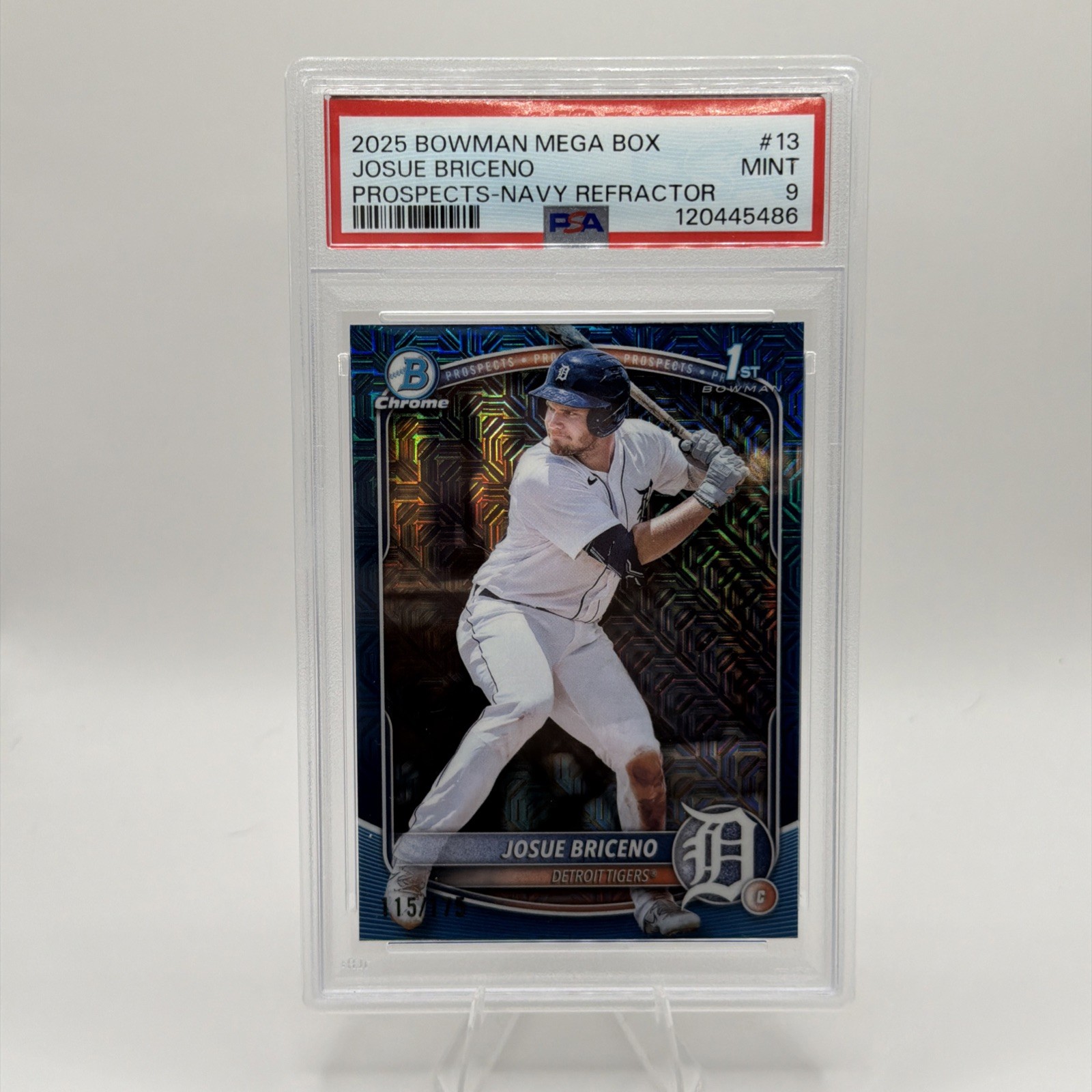 2025 Bowman Mega Box Chrome Josue Briceno PSA 9 Mint #13 Navy Refractor